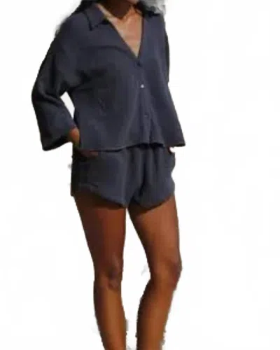 Handloom Echo Boy Shorts In Navy In Blue