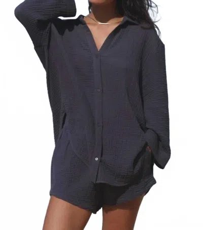 Handloom Echo Maxi Shirt In Navy In Blue