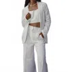 Handloom Pera Cotton Blazer In White In White