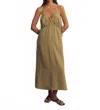 Handloom Sofia Ties Maxi Dress In Khaki Green In Multi