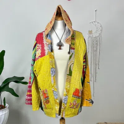 Pre-owned Handmade 10 Pc Lot Indian Cotton Vintage  Women Winter Wear Kantha Jacket Coat In Multicolor