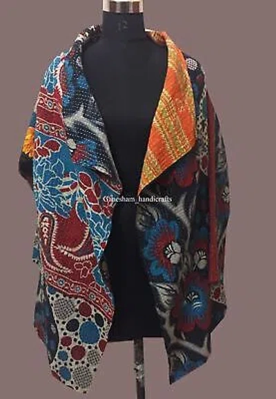 Pre-owned Handmade 10 Pc Lot Indian Cotton Vintage  Women Winter Wear Kantha Jacket Coat In Multicolor