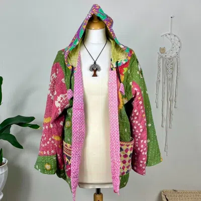 Pre-owned Handmade 10 Pc Lot Indian Cotton Vintage  Women Winter Wear Kantha Jacket Coat In Multicolor