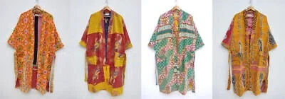 Pre-owned Handmade 10 Pcs Of Vintage  Kantha Winter Kimono Robs Long Bathrobe Jacket Coat In Multicolor