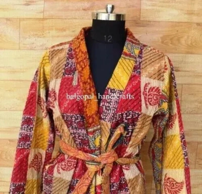 Pre-owned Handmade 10 Pcs Of Vintage  Kantha Winter Kimono Robs Long Bathrobe Jacket Coat In Multicolor