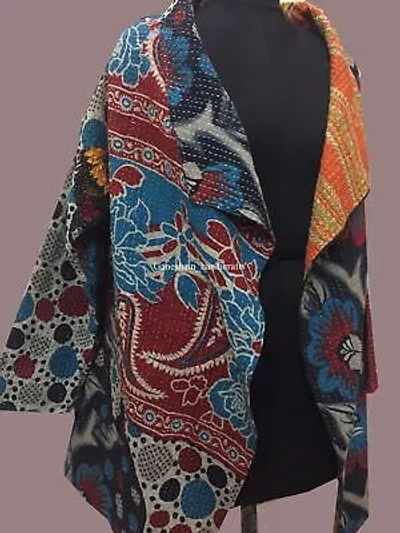 Pre-owned Handmade 10pc Lot Indian Cotton Vintage  Women Winter Wear Kantha Jacket Coat In Multicolor