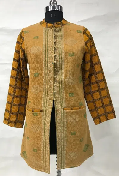 Pre-owned Handmade 10pc Vintage Kantha Jacket Assorted  Cotton Reversible Women Long Jacket In Multicolor