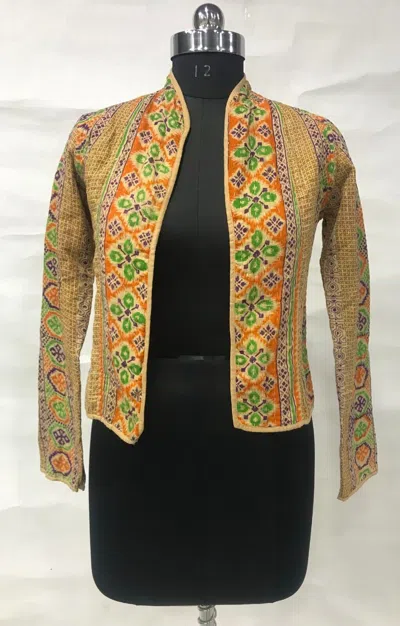 Pre-owned Handmade 10pc Vintage Kantha Jacket  Cotton Women Reversible Jacket Assorted In Multicolor