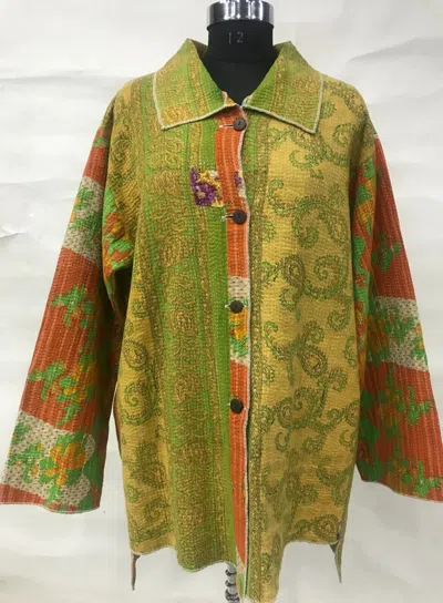 Pre-owned Handmade 10pc Vintage Kantha Jacket Women  Cotton Reversible Jacket Assorted In Multicolor