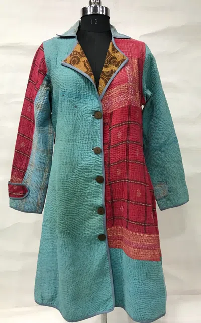 Pre-owned Handmade 10pc Vintage Kantha Long Jacket  Cotton Reversible Women Jacket Assorted In Multicolor