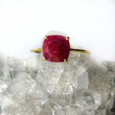 Pre-owned Handmade 14k Gold Natural Certified  6ct Ruby Cluster Engagement Ring For Her Us8 In Pink
