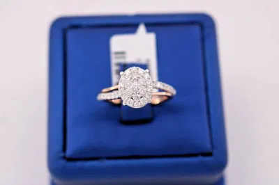 Pre-owned Handmade 14k Two Tone 1.00 Ct Diamond Ladies Cluster Ring, 3.6gm, Size 6.75, S14227 In G-h