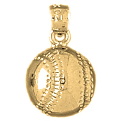 Pre-owned Handmade 14k Yellow Gold Baseball Pendant Charm Necklace