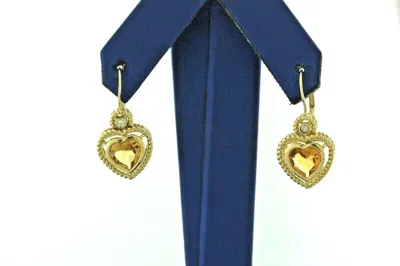 Pre-owned Handmade 14k Yellow Gold Citrine & Diamond Lever Back Ladies Earrings, 4.6gm, S12745