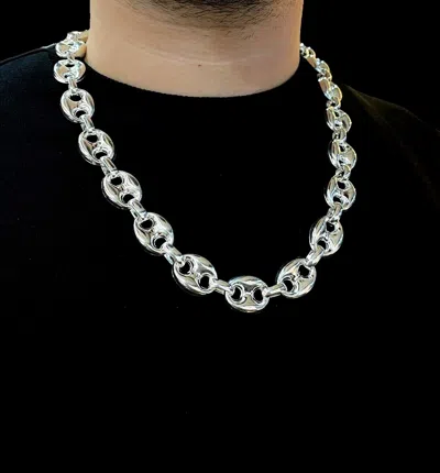 Pre-owned Handmade 17mm Mens Puffed Mariner Link Chain Necklaces 925 Sterling Silver 107gr 24 Inch