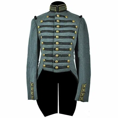 Pre-owned Handmade 1838 Historical National Guard Grey Dress Men's Military Jacket In Gray