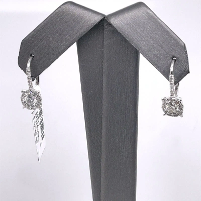 Pre-owned Handmade 18k White Gold 1.35 Ct Diamond Drop Earrings, 2.6gm, S14517