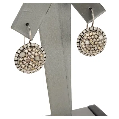 Pre-owned Handmade 18k White Gold Diamond Earring 3.20cts