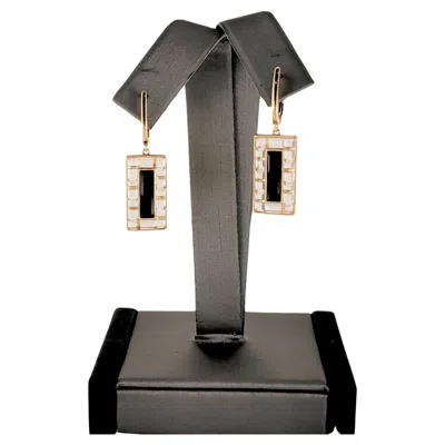 Pre-owned Handmade 18k Yellow Gold Earring With Black Onyx