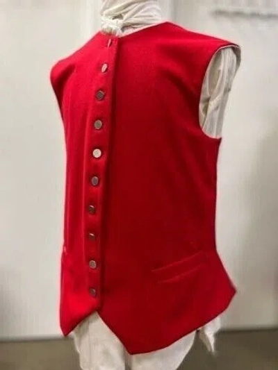 Pre-owned Handmade 18th Century Waistcoat Red Revolutionary War Wool Vest