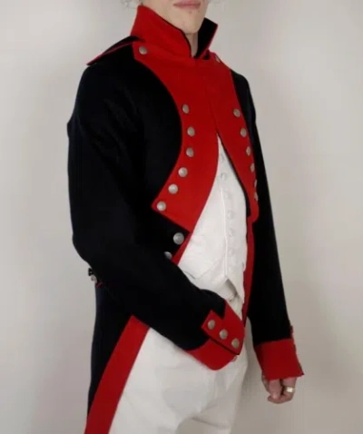 Pre-owned Handmade 1st Revolution Empire Costume Uniform Men's Black Wool Tailcoat