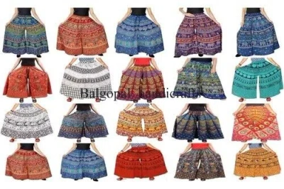 Pre-owned Handmade 20 Pc Of Vintage Cotton Mandala Wide Leg Hippie Boho Gypsy Palazzo Pants Trouser In Multicolor
