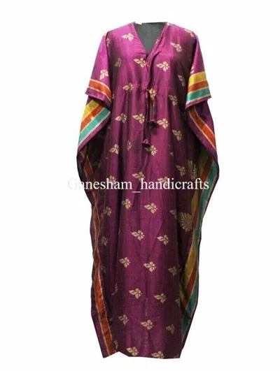 Pre-owned Handmade 20 Pcs Lot Vintage Silk Saree Kaftan Kimono Women's Holiday Silk Caftan Dress In Multicolor