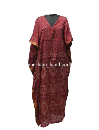 Pre-owned Handmade 20 Pcs Lot Vintage Silk Saree Kaftan Kimono Women's Holiday Silk Caftan Dress In Multicolor