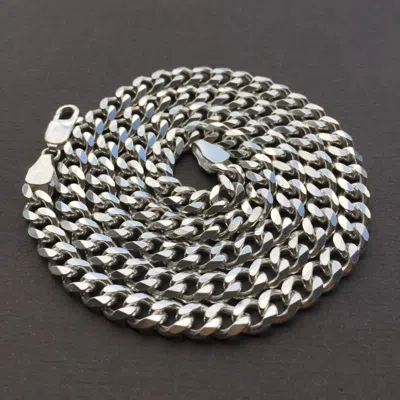Pre-owned Handmade 7mm Mens Curb Cuban Link Chain Necklace Pendant 925 Sterling Silver 56gr 28 Inch