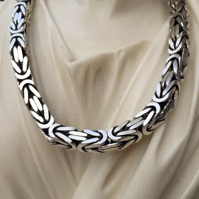 Pre-owned Handmade 8mm 925 Sterling Silver Bali Byzantine Viking Chain Necklace 149 Gr 20 Inch
