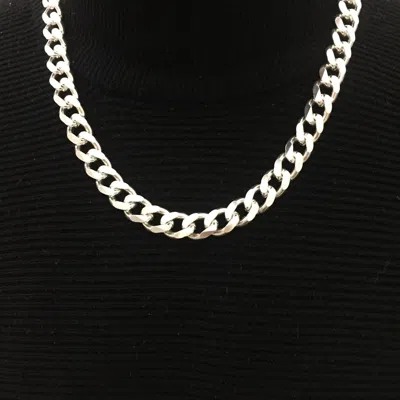 Pre-owned Handmade 8mm Hood Men Chain Links Tight Curb Cuban Necklace Gangster Hip Hop 22inch 85gr In Silver