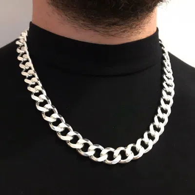 Pre-owned Handmade 925 Sterling Silver Mens Cuban Tight Curb Chain Necklace 13.5mm 162gr 24inch