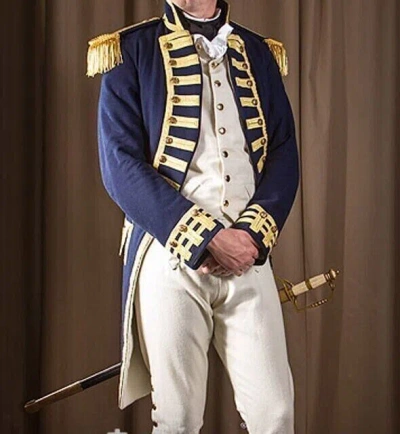 Pre-owned Handmade Admiral Collingwood Captain British Navy Blue Men Wool Jacket