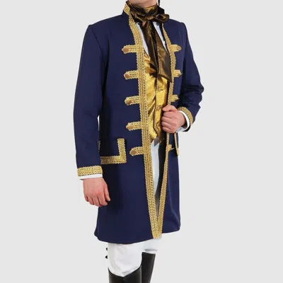 Pre-owned Handmade Adult Naval Commander Admiral Costume Pirate Navy Blue Wool Jacket
