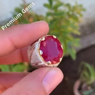 Pre-owned Handmade Afghani Ruby, Natural Ruby Silver Ring, Ruby Gemstone Ring Sterling Silver 925 In Pink
