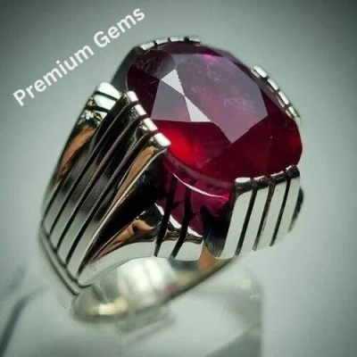 Pre-owned Handmade African Ruby, Natural Ruby Silver Ring, Ruby Gemstone Ring Sterling Silver 925 In Pink