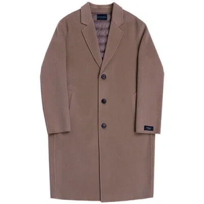 Pre-owned Handmade B Seoul  Mens Wool Cashmere 30% Duck Down Duble Face Over Coat Jacket In Beige