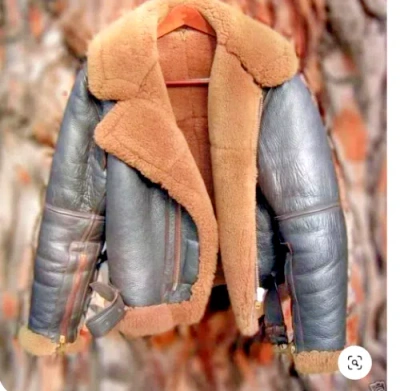 Pre-owned Handmade B3 Raf Men's Bomber Jacket - Brown Aviator Fur Irvin Leather Shearling Jackets