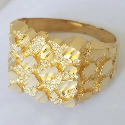 Pre-owned Handmade Big Men's 14k Yellow Gold Nugget Ring S 9 10 11 12 In .