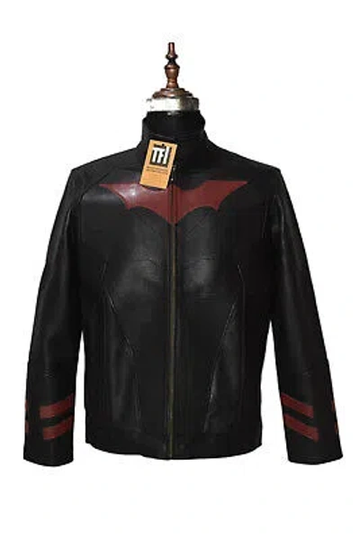 Pre-owned Handmade Black Batman Real Cow Leather Jacket