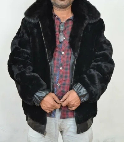 Pre-owned Handmade Black Brown Real Mouton Sheared Beaver Fur Jacket Coat All Sizes Arrival