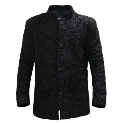 Pre-owned Handmade Black Real Persian Lamb Fur Coat Karakuli Fur Curly Hair All Sizes