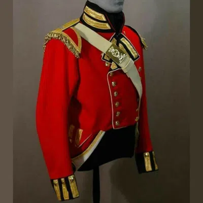 Pre-owned Handmade British 8th Foot King's Regt Militia Officer Coat, Only Jacket Price In Red