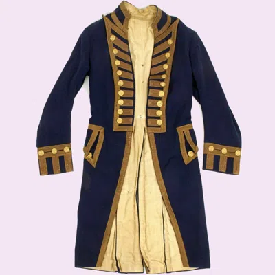 Pre-owned Handmade British Navy Blue Napoleonic War Naval Officer Uniform Napoleon Coat