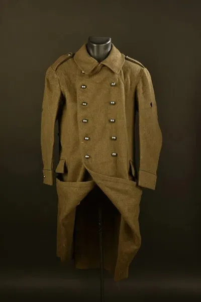 Pre-owned Handmade Brown Capote French Sortie Model 1920 506 Eme Wool Men Long Coat