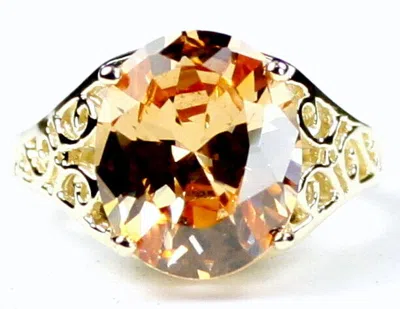 Pre-owned Handmade Champagne Cz, Solid 10ky Or 14ky Gold Ladies Ring, R057- In Yellow