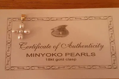 Pre-owned Handmade Christening Girl Crucifix Cross Real Pearl Solid 18k Gold Godmother Baptism In White