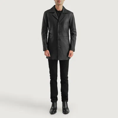 Pre-owned Handmade Classmith Black Leather Coat: Timeless Elegance, Modern Sophistication.