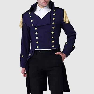 Pre-owned Handmade Colonial British Navy Army Navy Blue Double Breasted Wool Men Coat