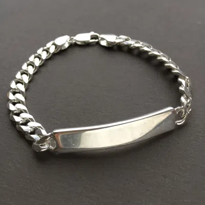 Pre-owned Handmade Custom Engraved Mens Cuban Id Bracelet 925 Sterling Silver 7.5mm 33gr 8.66 Inch